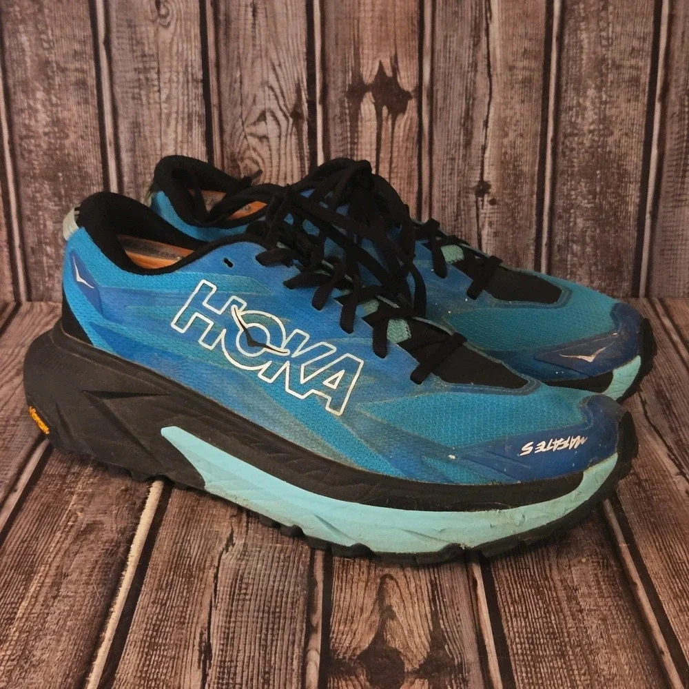 Sz 10 D Mens Hoka Mafate Speed 5 Blue Max Cushion Trail Running Sneakers Shoes